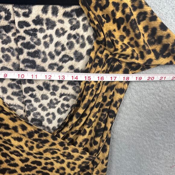 Norma Kamali Animal Print Faux Wrap Dress Flattering Stretch Size M Designer - Picture 5 of 11